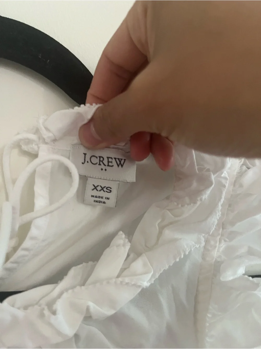 J Crew Cotton White Ruffle Top XXS Coastal Old Money Capsule Euro Summer